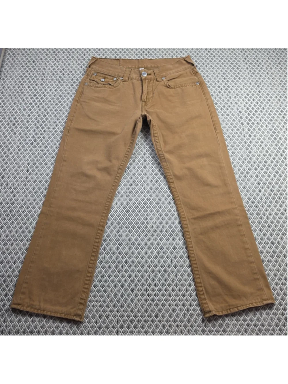True Religion Section Straight Jeans Mens 31 Brown Tan Cotton Casual Y2K
